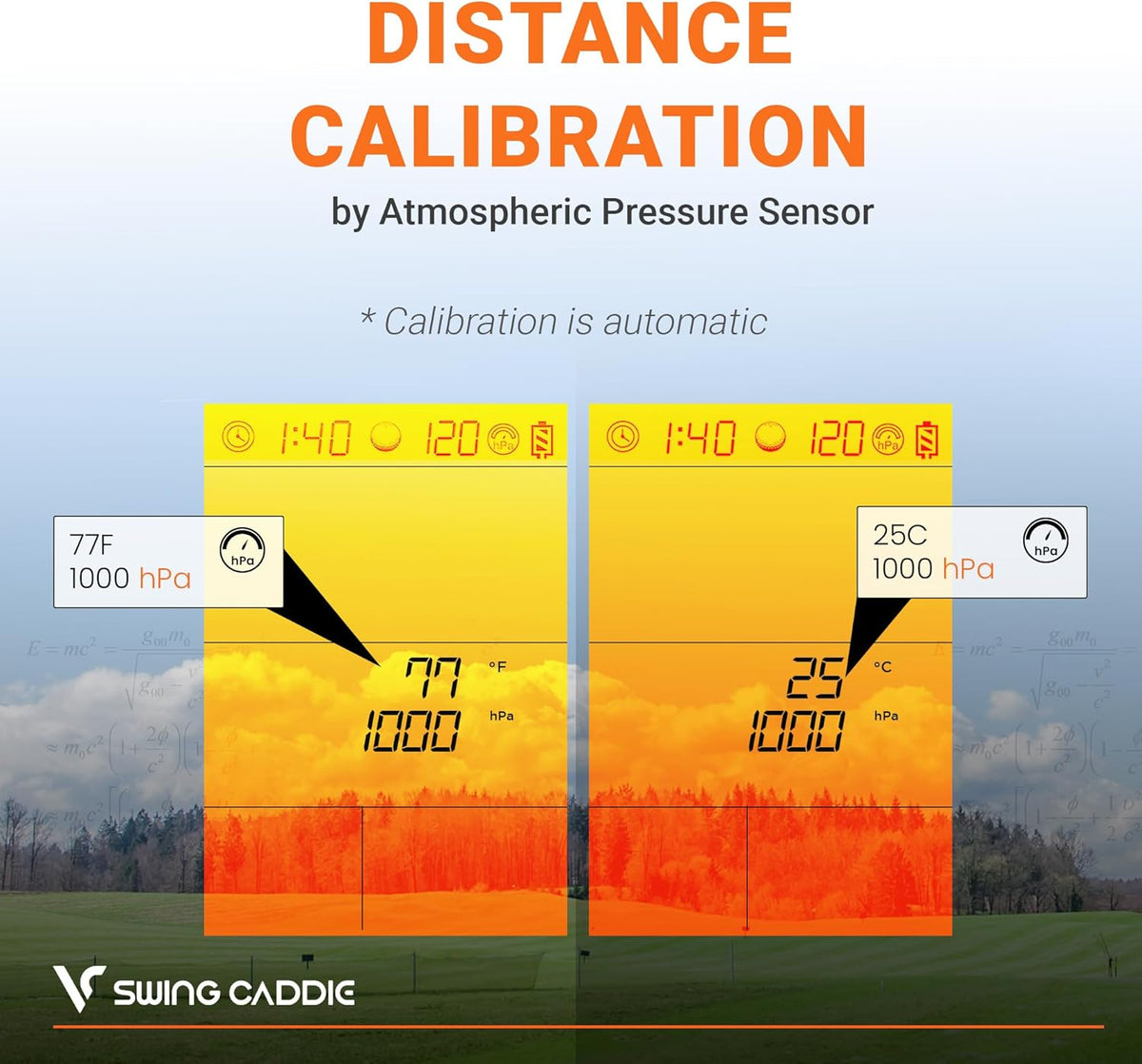 Swing Caddie SC200 Plus atmospheric distance calibration
