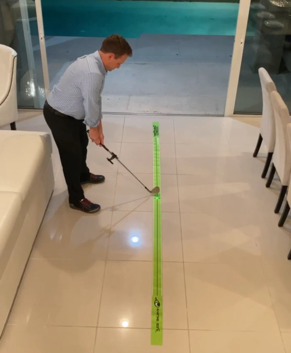 EyeLine Golf Check Point Swing System in use indoors